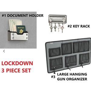 LOCKDOWN Gun Safe Organizer 3 Piece Set, 1 Lg. Hanging, 1 Key Rack, 1 Doc Holder